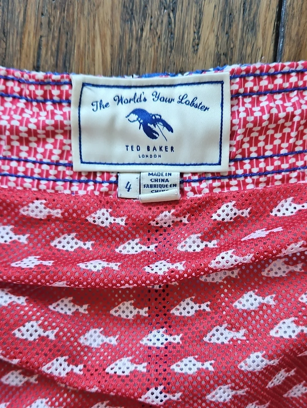 Ted Baker Blue Chevron Print Swim Trunks Size 4 (34)
